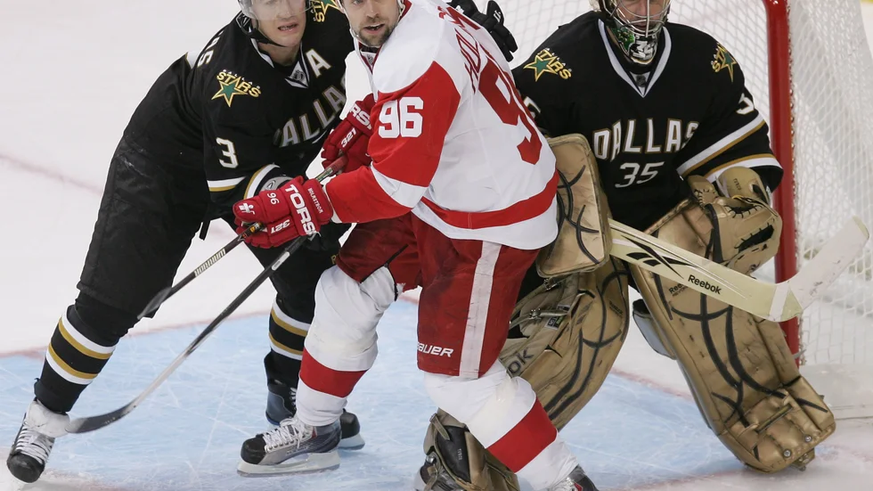 Tomas Holmström på sitt tidigare kontor i NHL för Detroit Redwing.s