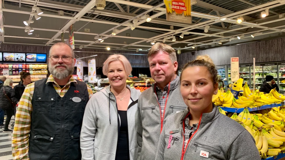 Icahandlare som vill öka integrationen. Daniel Stenmark, Ica kvantum, Johanna Olsen, Ica nära Jävre, Reijo och Sandra Kreivi, Supermarket Bergsviken. Även Ica nära i Norrfjärden är med i projektet.