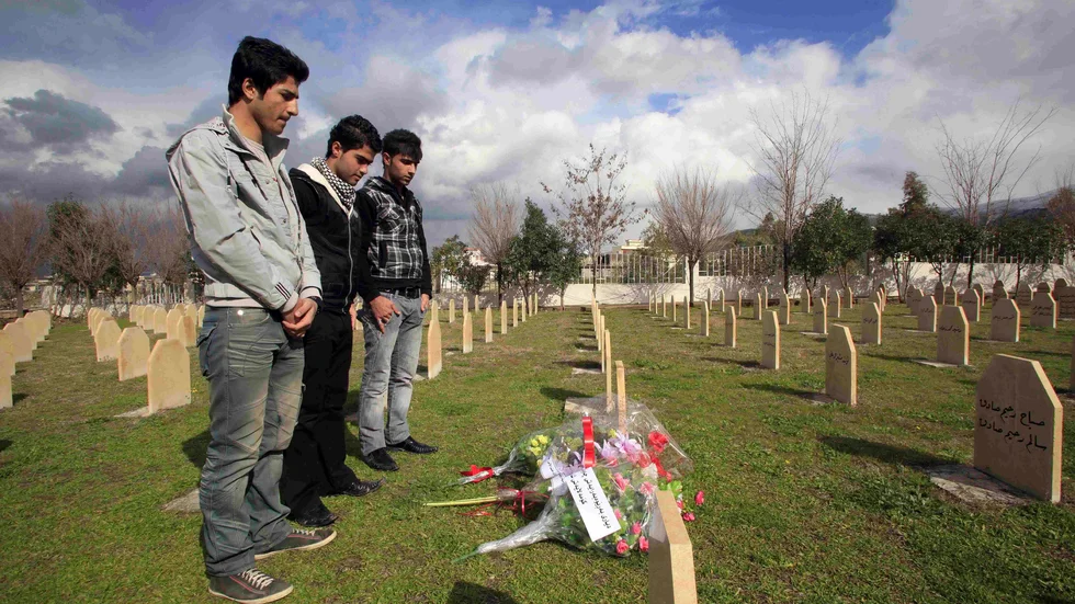 En begravningsplats i Halabja för offren för massmordet 16 mars 1988.