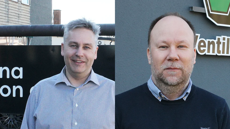 Victor Carlsson på Bröderna Carlsson och Mattias Samuelsson, Ventilteknik i Motala, är två företagare som gläds åt samarbetet med industriprogrammet.