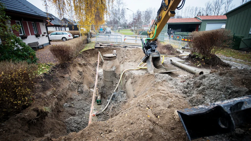 Reparation av vatten läckan på Allégatan som uppstod i november 2019.