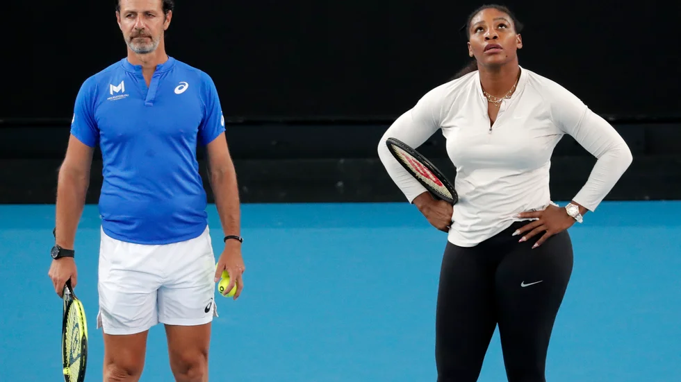 Tennistränaren Patrick Mouratoglou, vänster, och stjärnspelaren Serena Williams, höger. Arkivbild.
