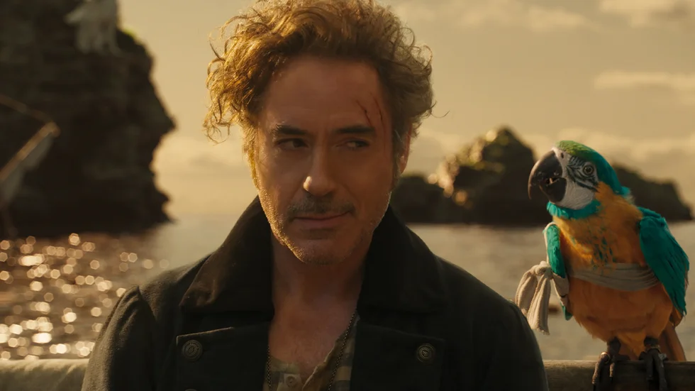Robert Downey Jr i "Dolittle" som klättrat till sjätte plats på listan – trots att den hade premiär redan i januari. Pressbild.
