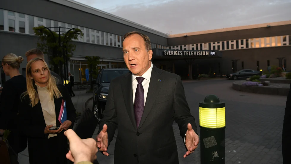 Statsminister Stefan Löfven (S) efter debatten på söndagskvällen.