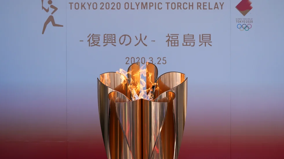 OS-elden vid ceremonin när den anlände till Japan i förra veckan.