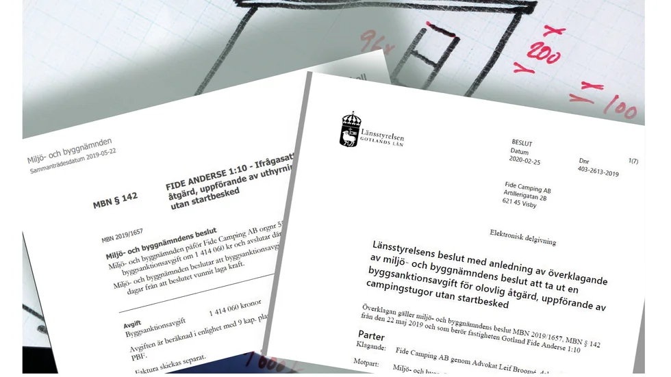 Fide Camping vill slippa svartbyggeavgiften helt och har överklagat länsstyrelsens beslut till mark- och miljödomstolen.