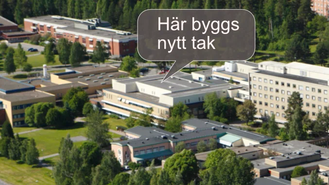 Byggnadens tak är 2 300 kvadratmeter stort.