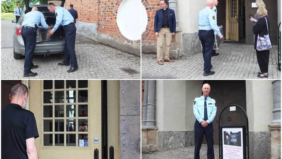 Med beväpnad polis anlände 1600-talsregalierna på onsdagen till domkyrkan, som av säkerhetsskäl håller stängt två dagar. Så snart de burits in låstes dörren igen. "Det känns tryggt", säger Christer Nilsson, chef för utredningsenheten på Nationella operativa avdelningen.