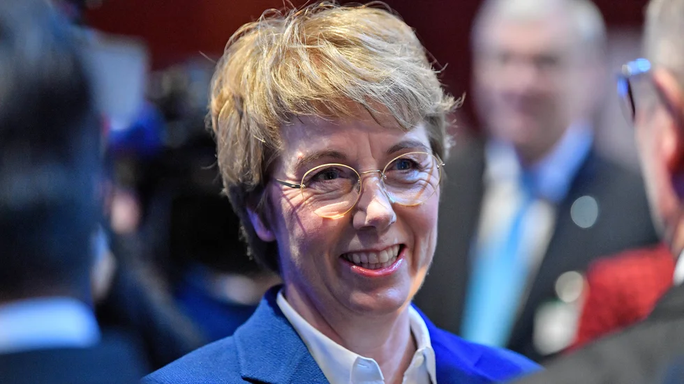 Thyssenkrupps koncernchef Martina Merz varnar för stora effekter av coronakrisen. Arkivbild.