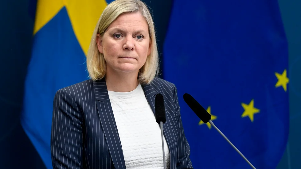 Pressträff med finansminister Magdalena Andersson (S).