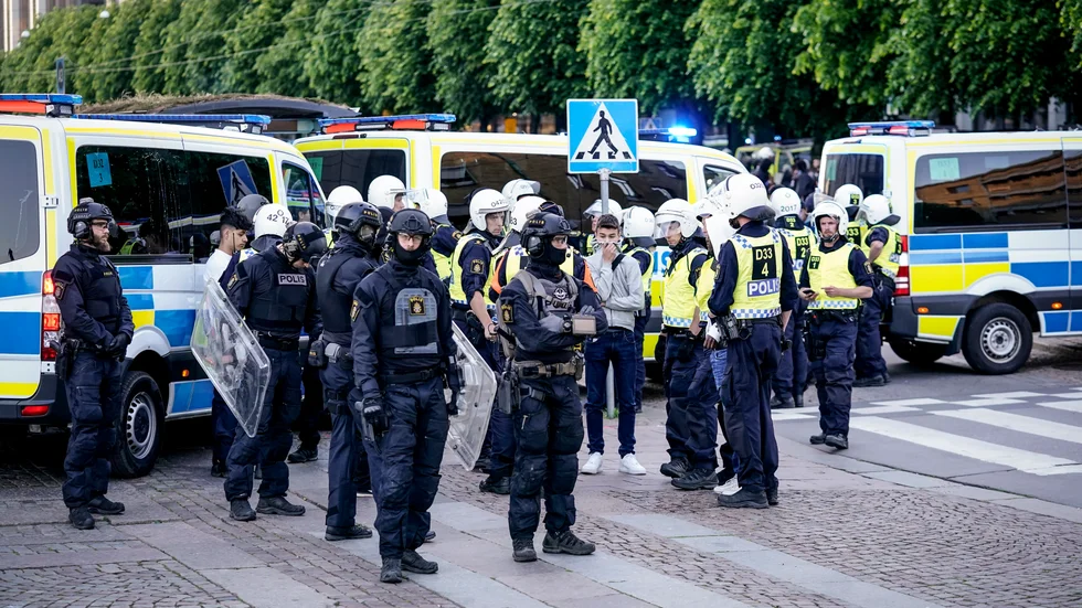 Poliser i samband med Black lives matter-demonstrationen i Göteborg.