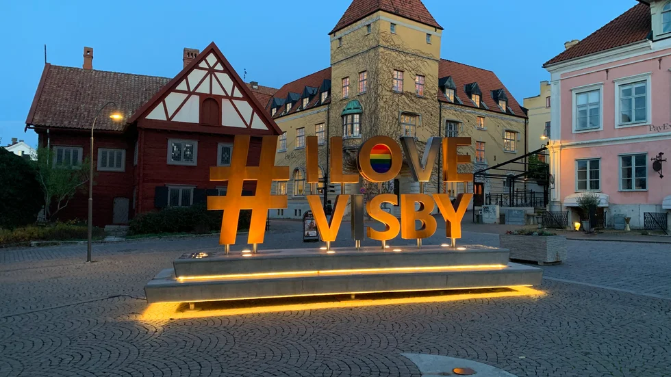 "I love Visby" på Donners plats. 