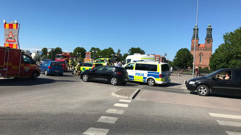 Trafikolyckan inträffade på söndagseftermiddagen på Nybron i Eskilstuna.