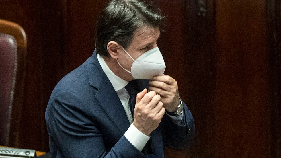 Italiens premiärminister Giuseppe Conte i parlamentet på tisdagen.