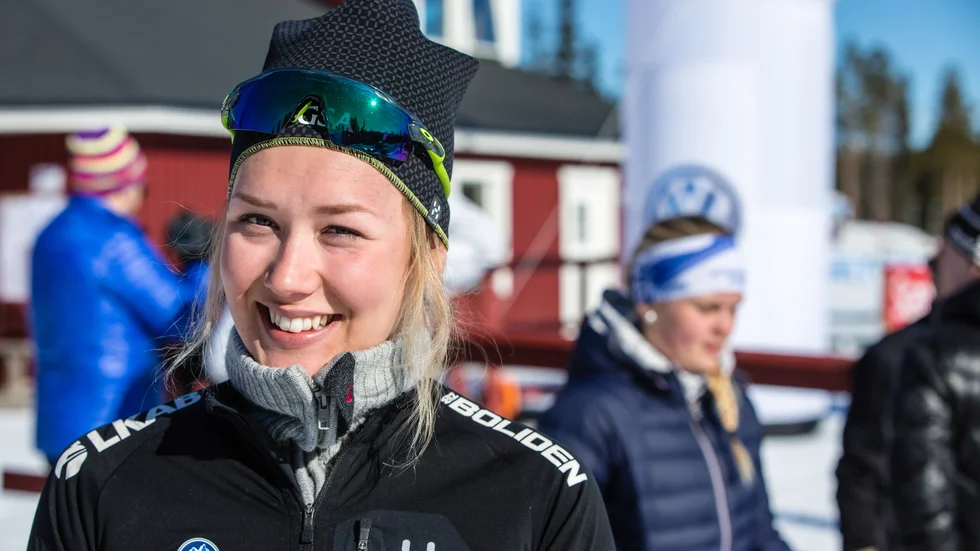 Jenny Larsson, i sin tidigare Gellivare Skidallians-dräkt, gjorde ett starkt lopp i söndags.