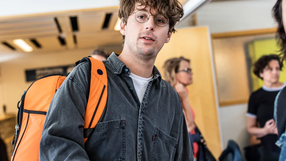 Albin Lee Meldau när han landade i Visby förra gången.