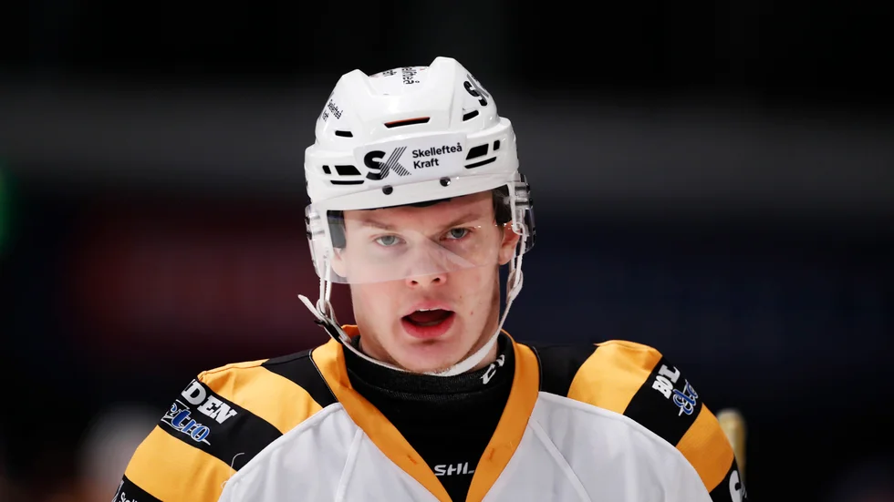 Skellefteå AIK:s Albin Eriksson gjorde mål mot Ryssland. Arkivbild: Nils Petter Nilsson/TT