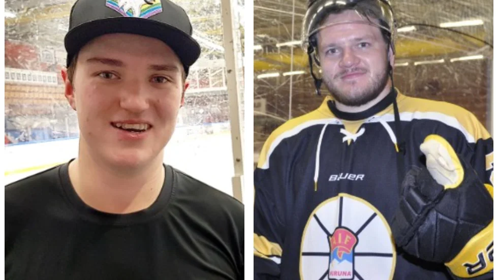 Kiruna IF:s assisterande lagkapten Simon Thyni (till vänster i bild) och Kiruna AIF:s lagkapten Alexander Selin (bilden till höger) ser redan nu fram emot derbyt i oktober.