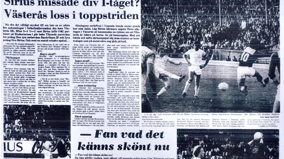 Seriefinalen på Studenternas 1977. Nästan 7 000 åskådare såg Sirius förlora mot Västerås SK med 2–1.