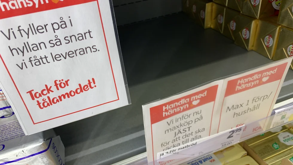 En vanlig syn i butikerna, oavsett butik och ort. Handlare vittnar om att mängden jäst de får inte motsvarar efterfrågan.