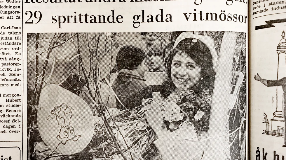 Beila Engelhardt, "en riktig söt studentska" enligt bildtexten i Eskilstuna–Kuriren den 28 april 1965. 