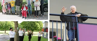 100-åringen firades stort - från sin plats på balkongen