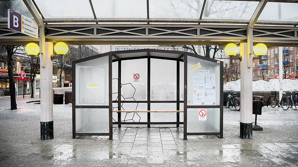 Busskur på Möjligheternas torg i Skellefteå.