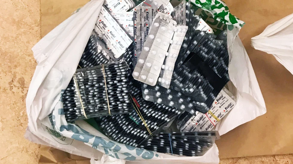 I väskan fanns 11 000 tabletter av det narkotikaklassade läkemedlet alprazolam.