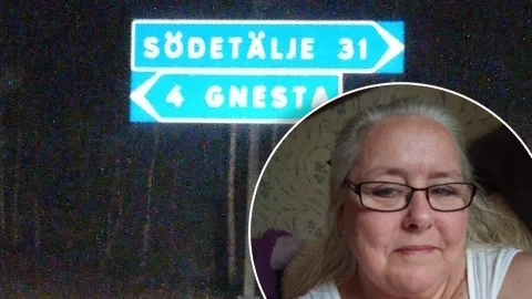"Jag vet inte om jag sett någon felstavad vägskylt förut", säger Anna Carin Linn Wahlgren. 