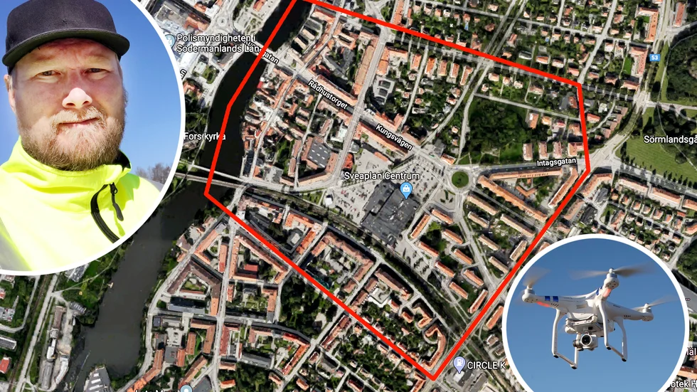 Eskilstuna kommun ska uppdatera sina bilder över området Speditören på Söder under vecka 20. Mattias Tivlin, mätingenjör på gis-enheten på stadsbyggnadsförvaltningen, är mannen som styr drönaren.