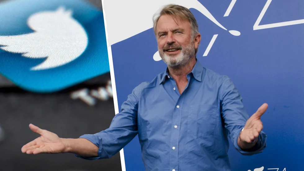 Skådespelaren Sam Neill är ett välkommet inslag på Twitter när det spårar ur i flödena.