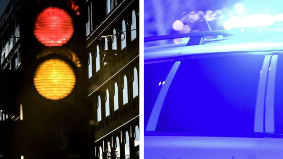 En kvinna i 40-årsåldern körde mot rött ljus under måndagsmorgonen och blev av med körkortet.