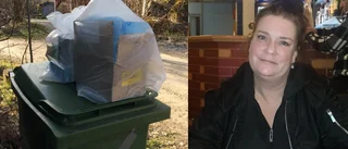 Här får Susanne skyddsutrustning – lämnades på soptunna
