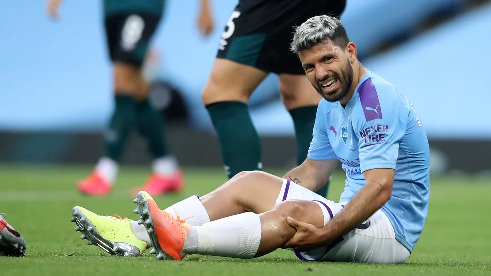Sergio Agüero grinade illa mot Burnley i måndags.