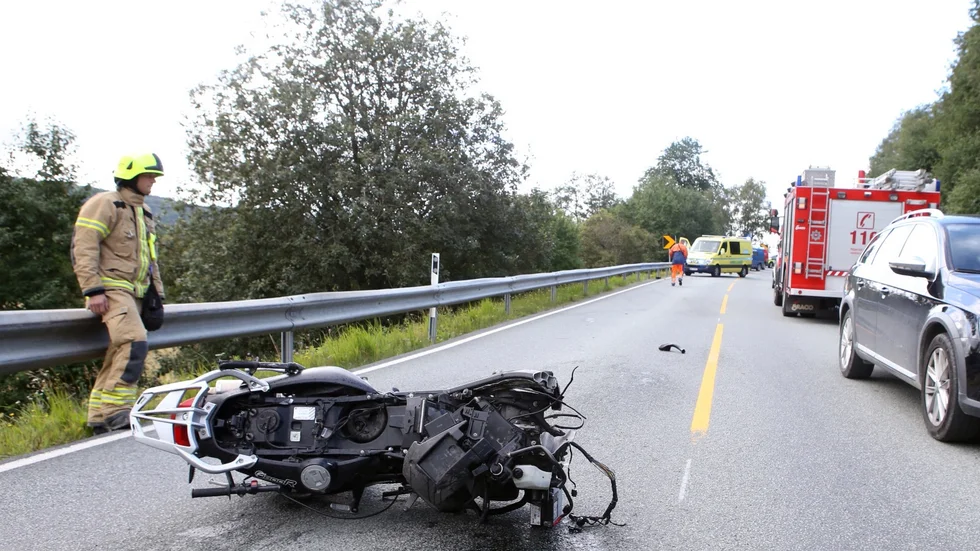 Motorcyklister är extra utsatta i trafiken. Arkivbild från Stjørdal, öster om Trondheim.