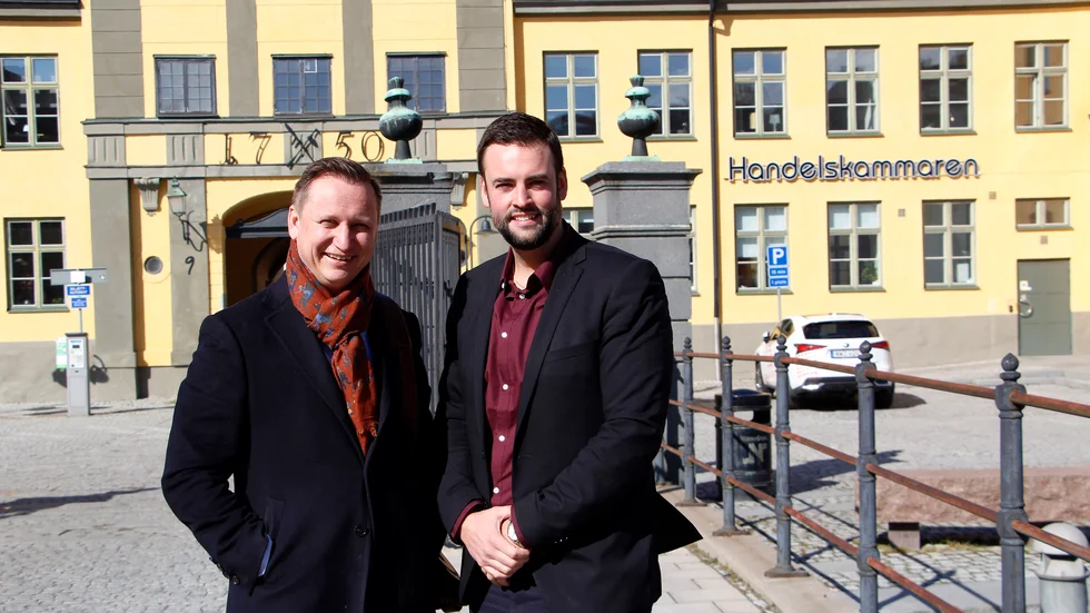 Kim Silander, grundare, och Jesper Low, vd, driver företaget IBG som nu etablerar sig i Norrköping. Ett nytt huvudkontor med 20 anställda ska öppnas i Industrilandskapet.