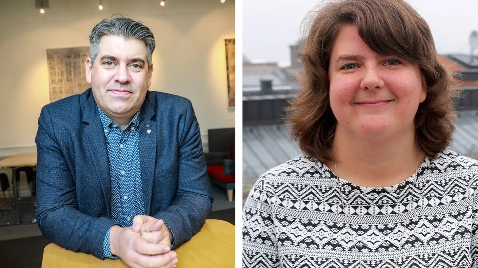 Niklas Borg (M), kommunstyrelsens ordförande i Linköping, och Kaisa Karro (S), ordförande i regionstyrelsen i Östergötland.