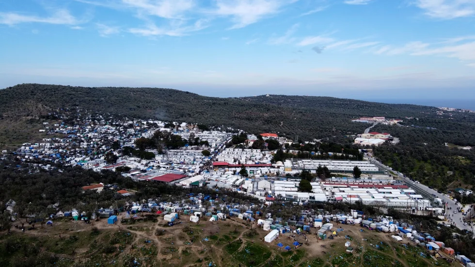 Det överfulla lägret Mória på den grekiska ön Lesbos – ett av de läger som pekats ut som extra sårbara för covid-19. Arkivbild.