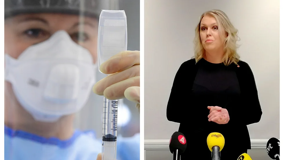 Socialminister Lena Hallengren besökte Arlanda för att undersöka beredskapen för smittospridning av coronaviruset. 