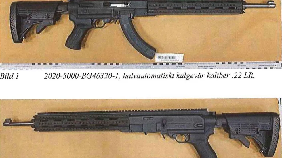 Detta halvautomatiska kulgevär, kaliber 22, användes vid skottdramat i Bolidens samhälle den 15 april.