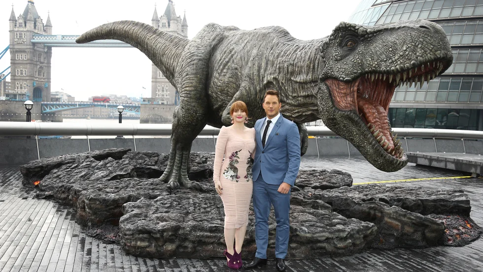 Skådespelarna Chris Pratt och  Bryce Dallas Howard  inför premiären av "Jurassic World: Fallen Kingdom". 