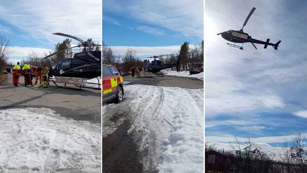Med hjälp av helikopter fördes de nödställda till säker mark.