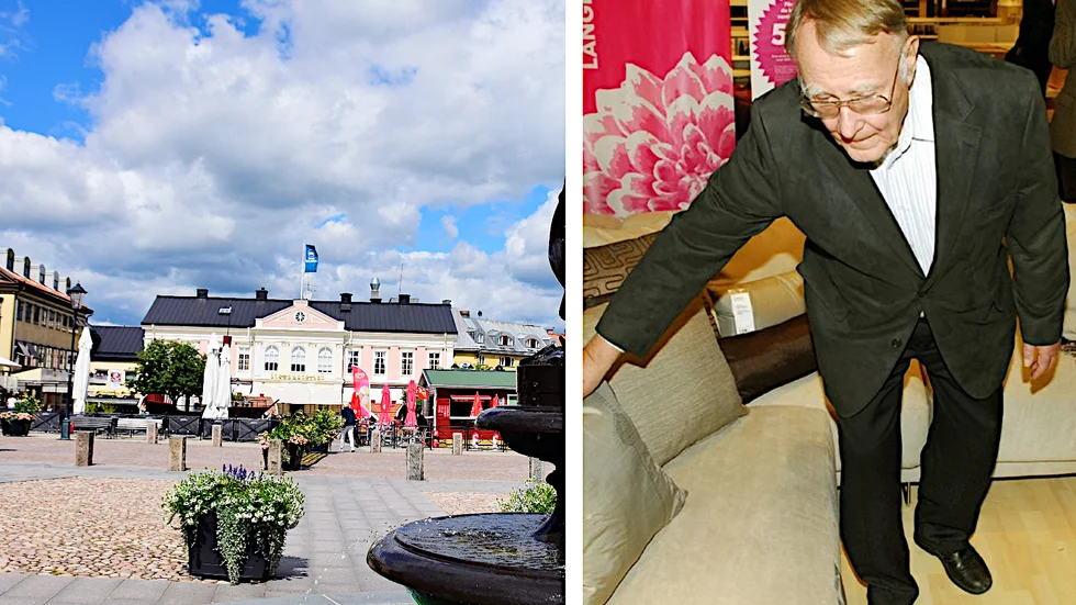 Vimmerby kommuns projekt för att underlätta för äldre och för att stötta det lokala näringslivet  i coronakrisen får stöd från Familjen Kamprads stiftelse. På bilden Ingvar Kamprad som grundade Ikea.