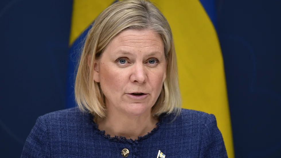 Finansminister Magdalena Andersson (S) håller pressträff. Arkivbild