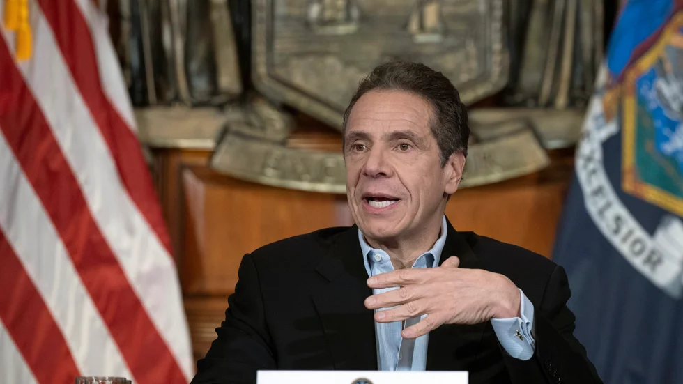 New Yorks guvernör Andrew Cuomo under en presskonferens tidigare i april.