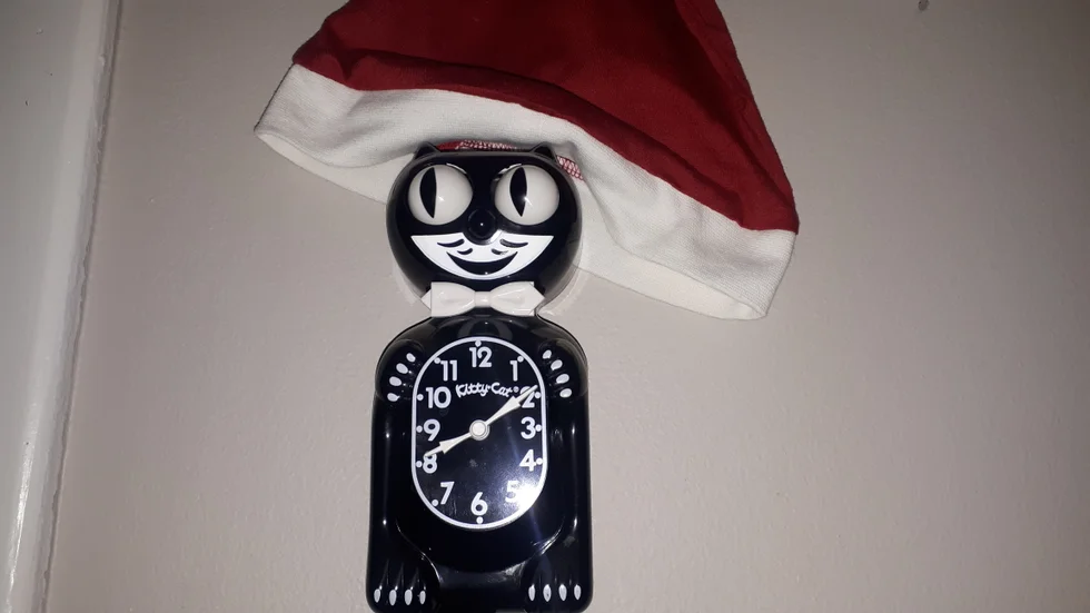Katten håller koll på julningen. 