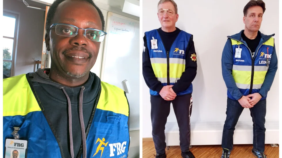 FRG Sigtunas Anthony Ruoro med andra volontärer Bengt Kruse och Keijo Mattsson.