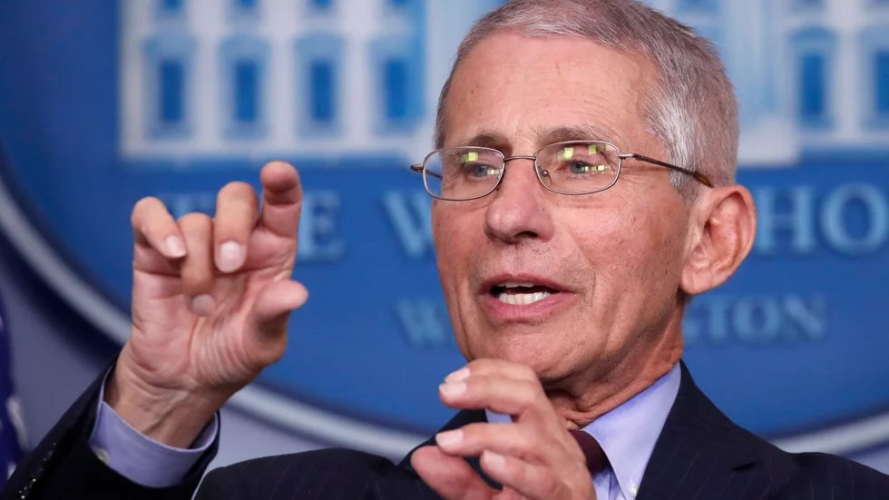 Doktor Anthony Fauci, infektionsspecialist och chef för Nationella institutet för allergier och infektionssjukdomar (Niaid), vid en pressträff om coronaviruskrisen i Vita huset i tisdags.