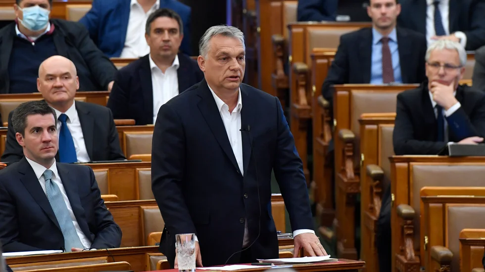 Viktor Orbán försvarade den nya lagen i parlamentet i måndags.