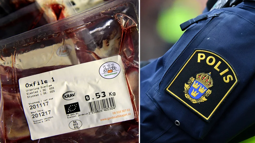 Tre män greps på torsdagen utanför Enköping. De misstänks ha stulit oxfilé och lax.